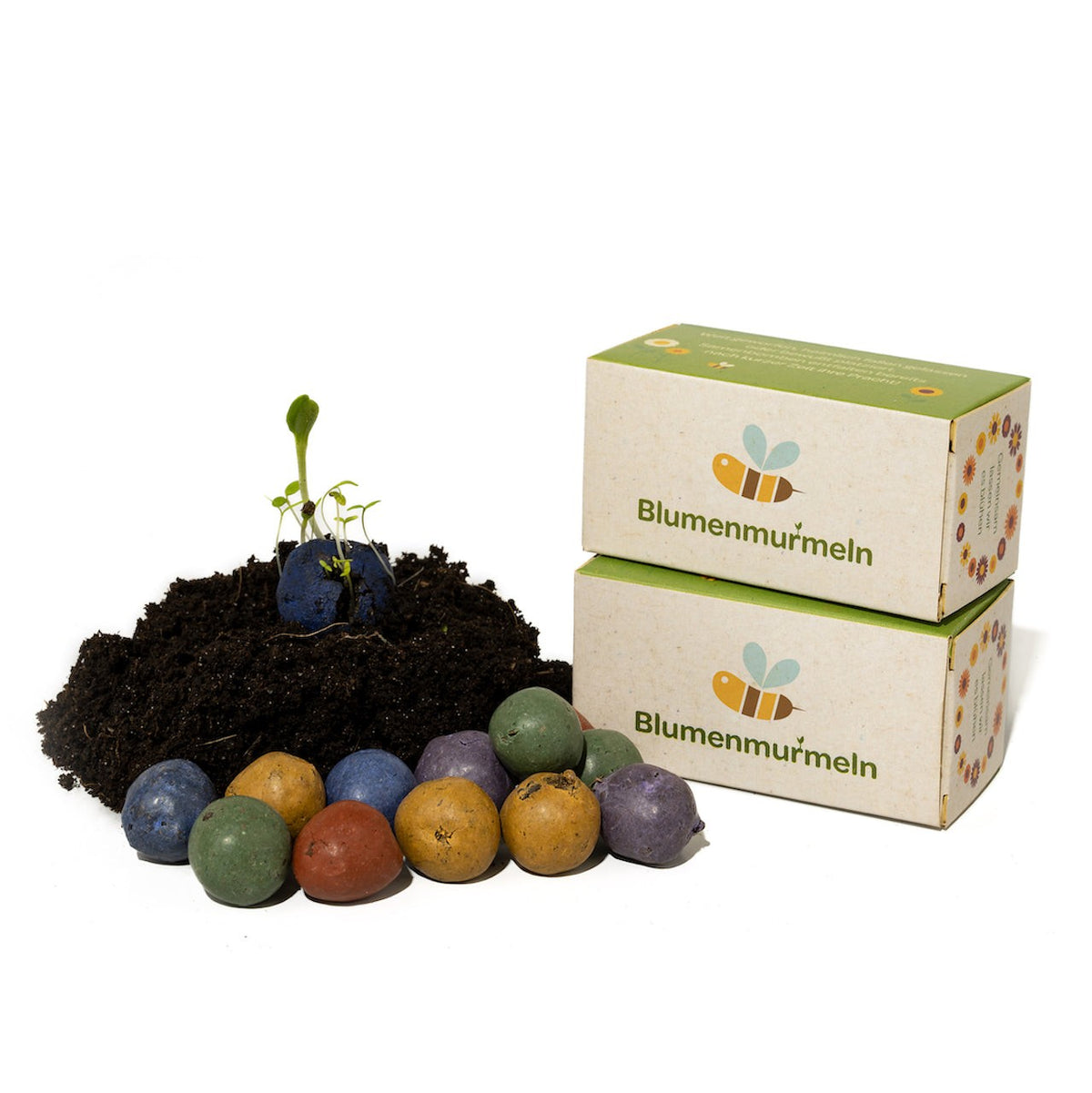 12 Blumenmurmeln in Faltschachtel mit Logo bedrucken – Detail