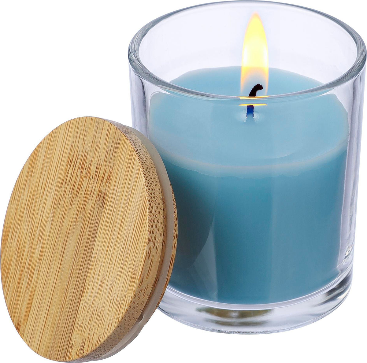 Kerze Riven, Glas mit Bambusdeckel