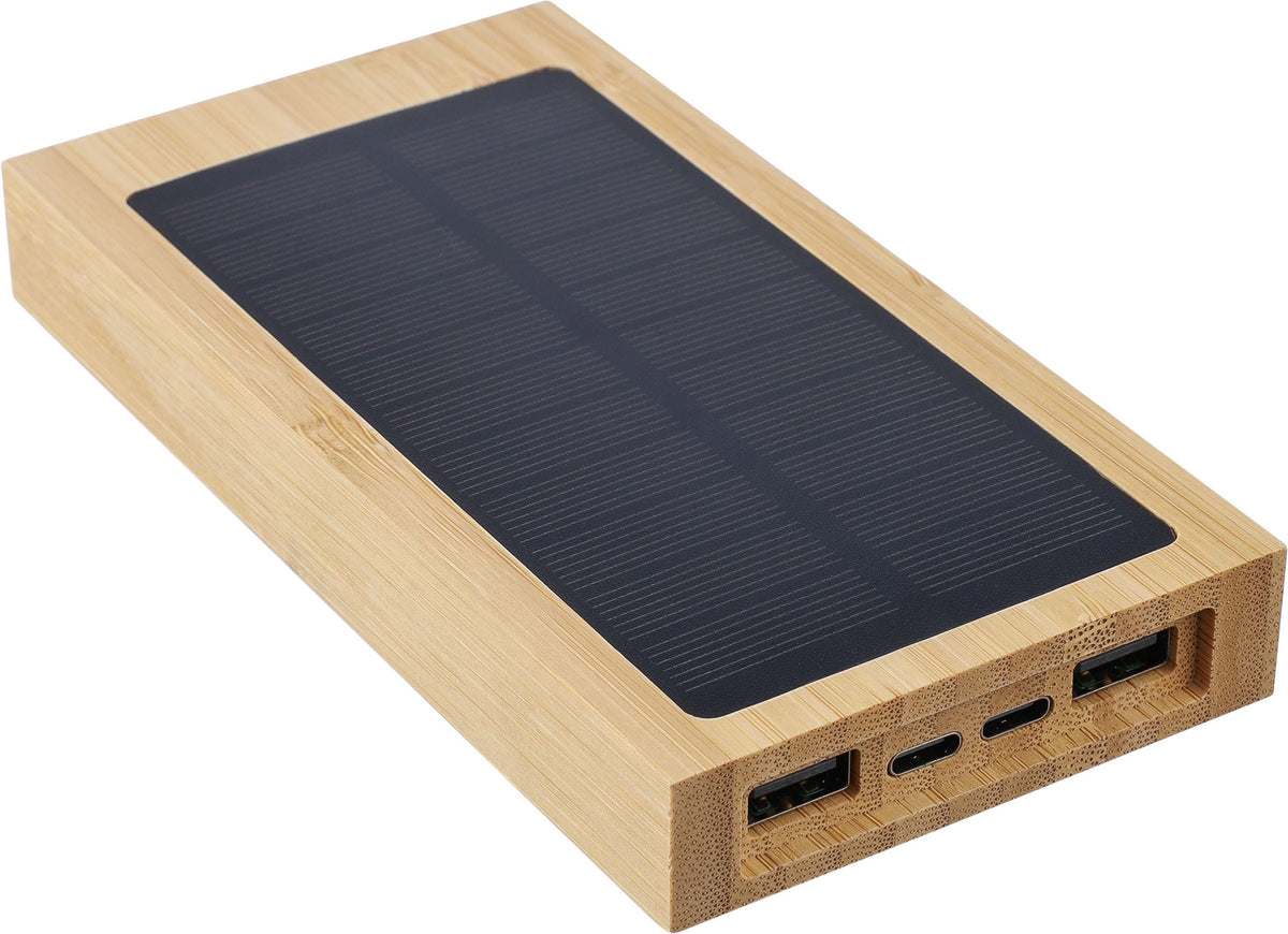 Powerbank Elz, Bambus, Solar, 10.000 mAh