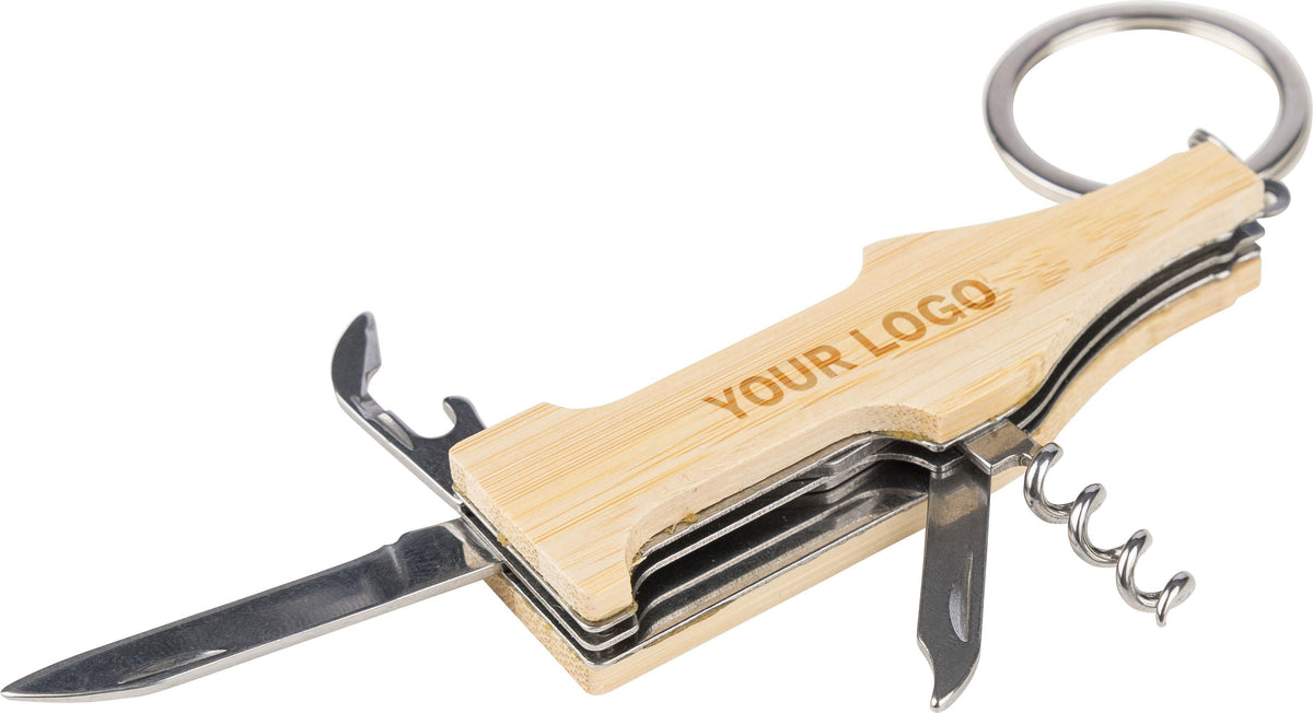 Schlüsselanhänger mit Multitool Inaya, Bambus