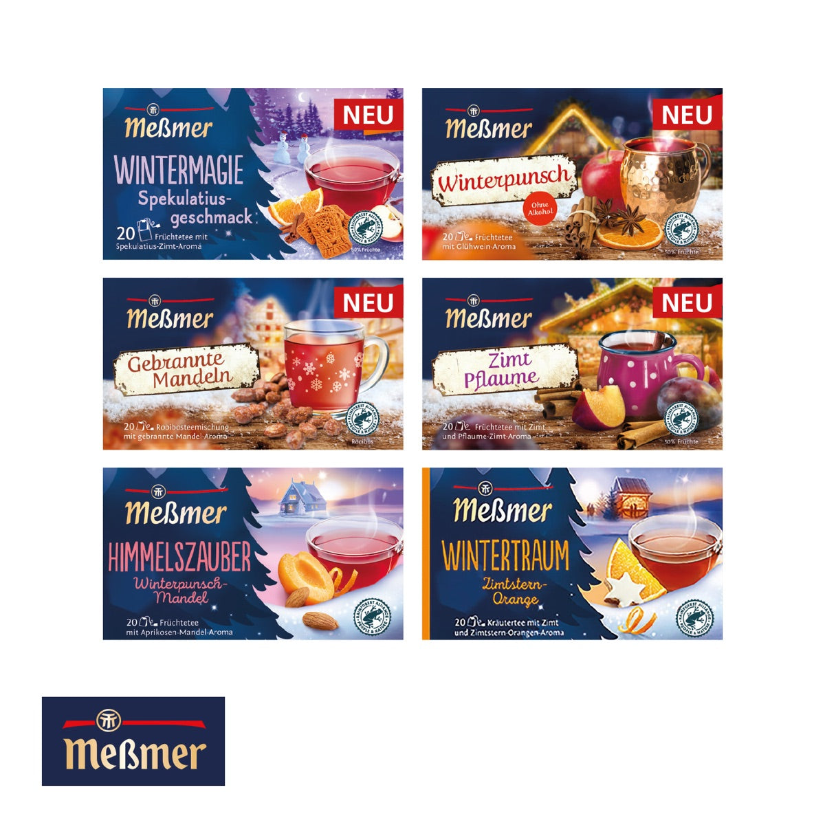 Spenderverpackung mit winterlichen Teebeuteln von Meßmer
