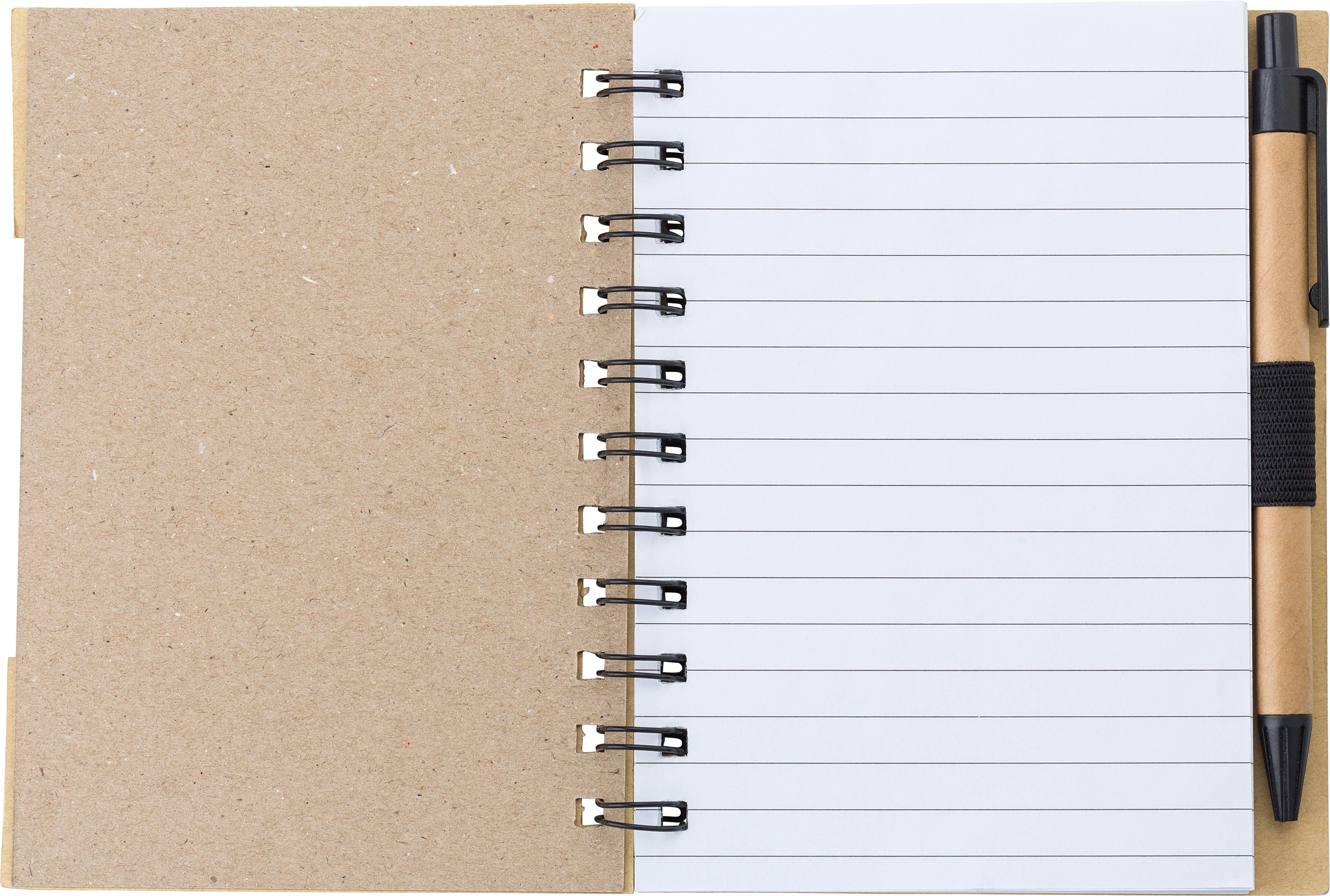 Notizbuch Niall, Bambus Optik, Mit Haftnotizen und Kugelschreiber