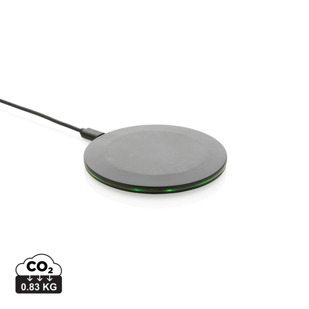 15W-Wireless-Fast-Charger aus recyceltem RCS-Kunststoff – schwarz