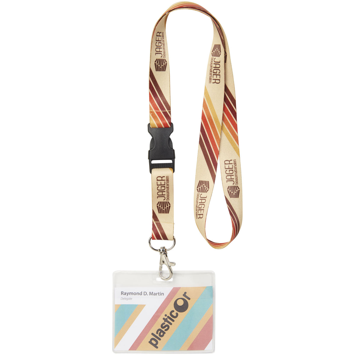 Bucks Sublimation Lanyard mit Schnappverschluss – Schwarz / Weiss