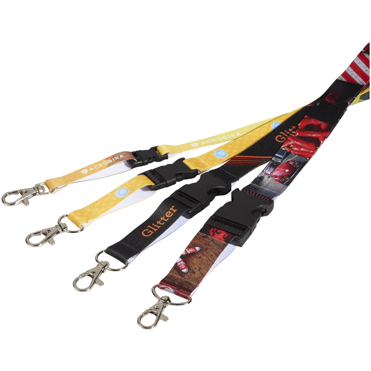 Balta Sublimation Lanyard mit Schnapp- und Sicherheitsverschluss – Schwarz / Weiss