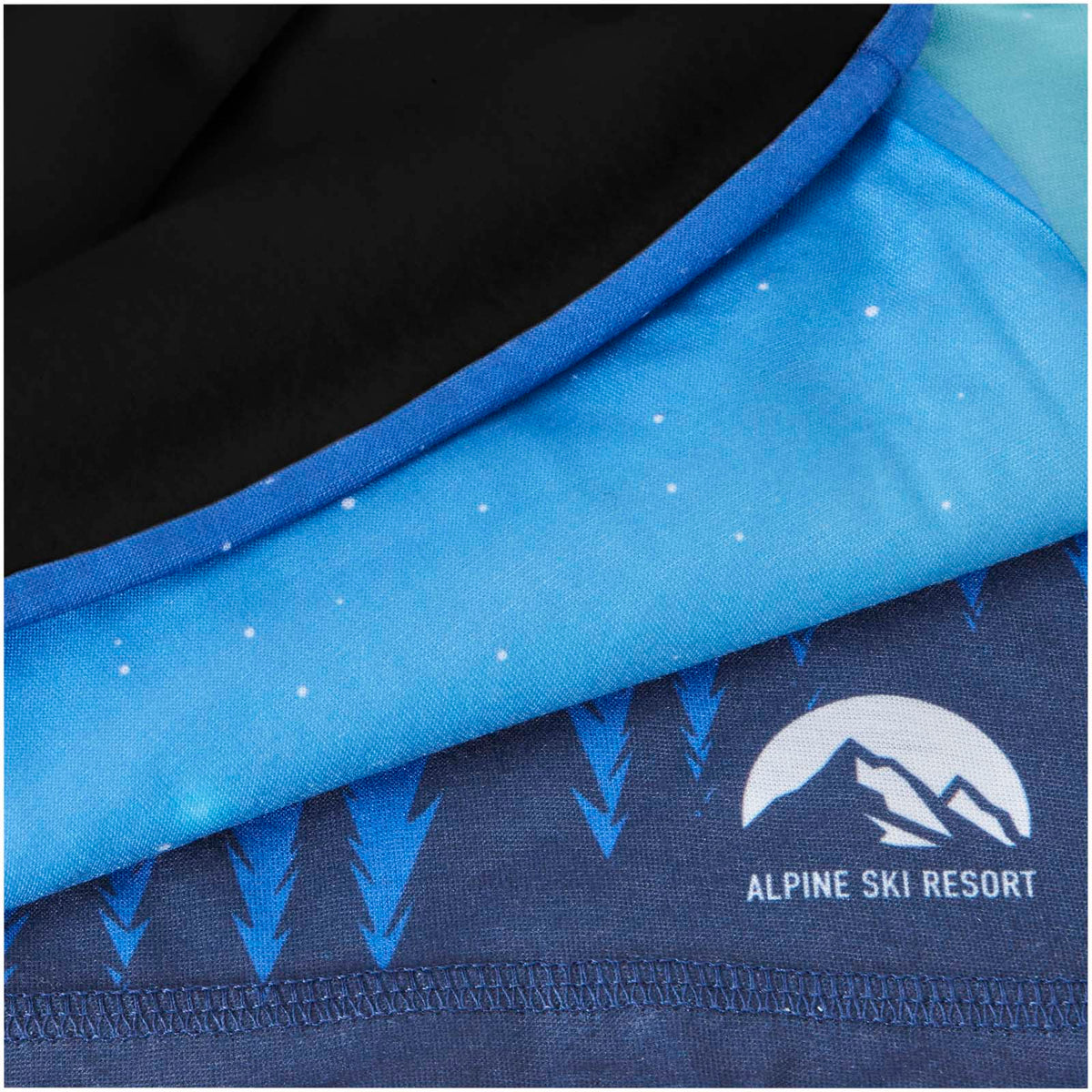 Lara Sublimation Multi Schal mit Fleece Schicht und Säumen – Schwarz