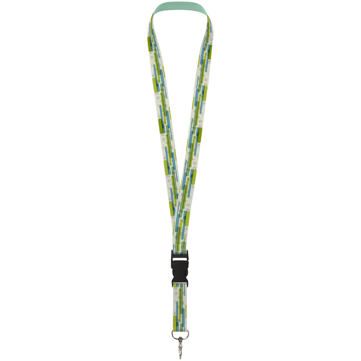 Bucks Sublimation Lanyard mit Schnappverschluss Kunststoff – Schwarz / Weiss