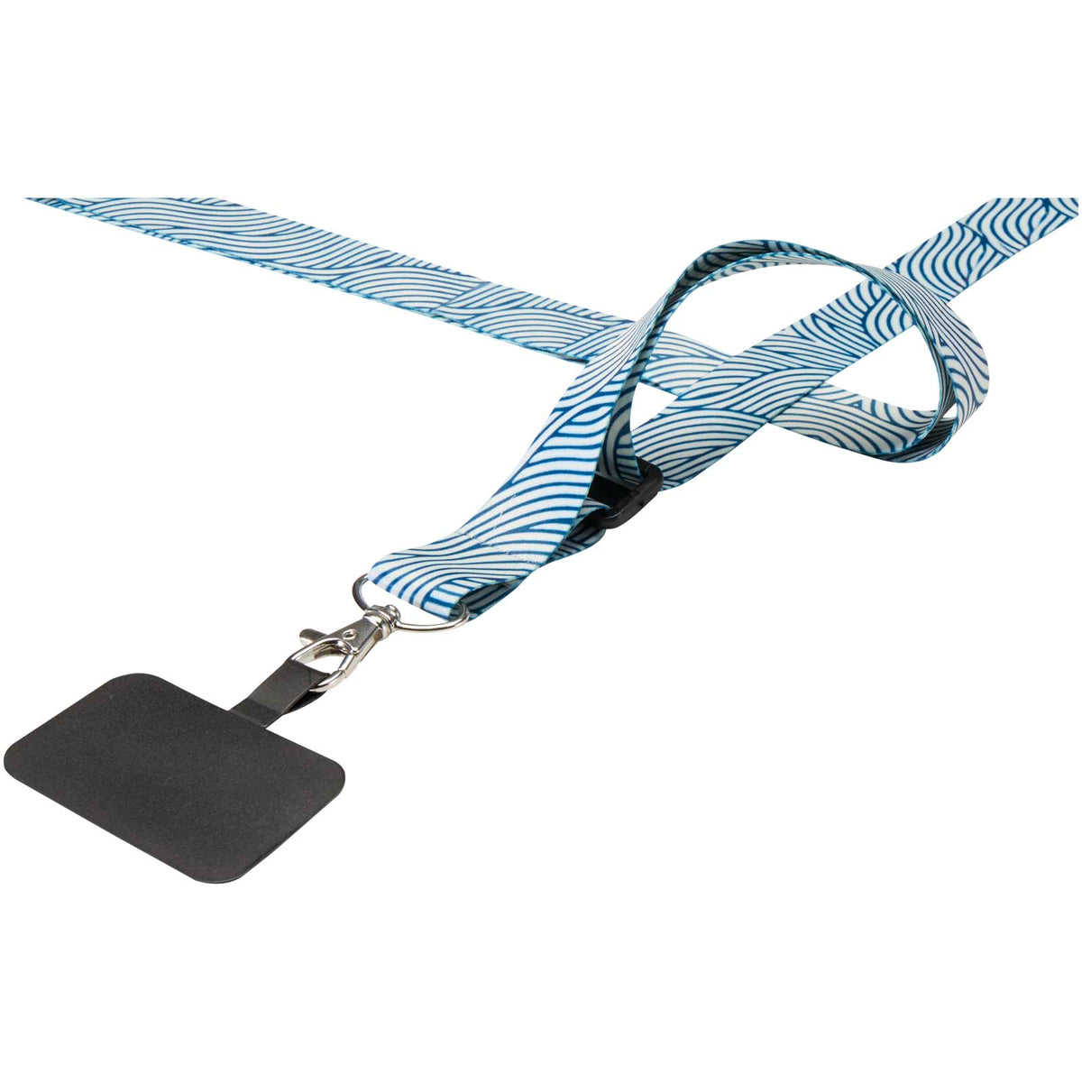Lyra Verstellbares Lanyard mit Telefonhalterung und Sublimationsdruck – Schwarz / Weiss