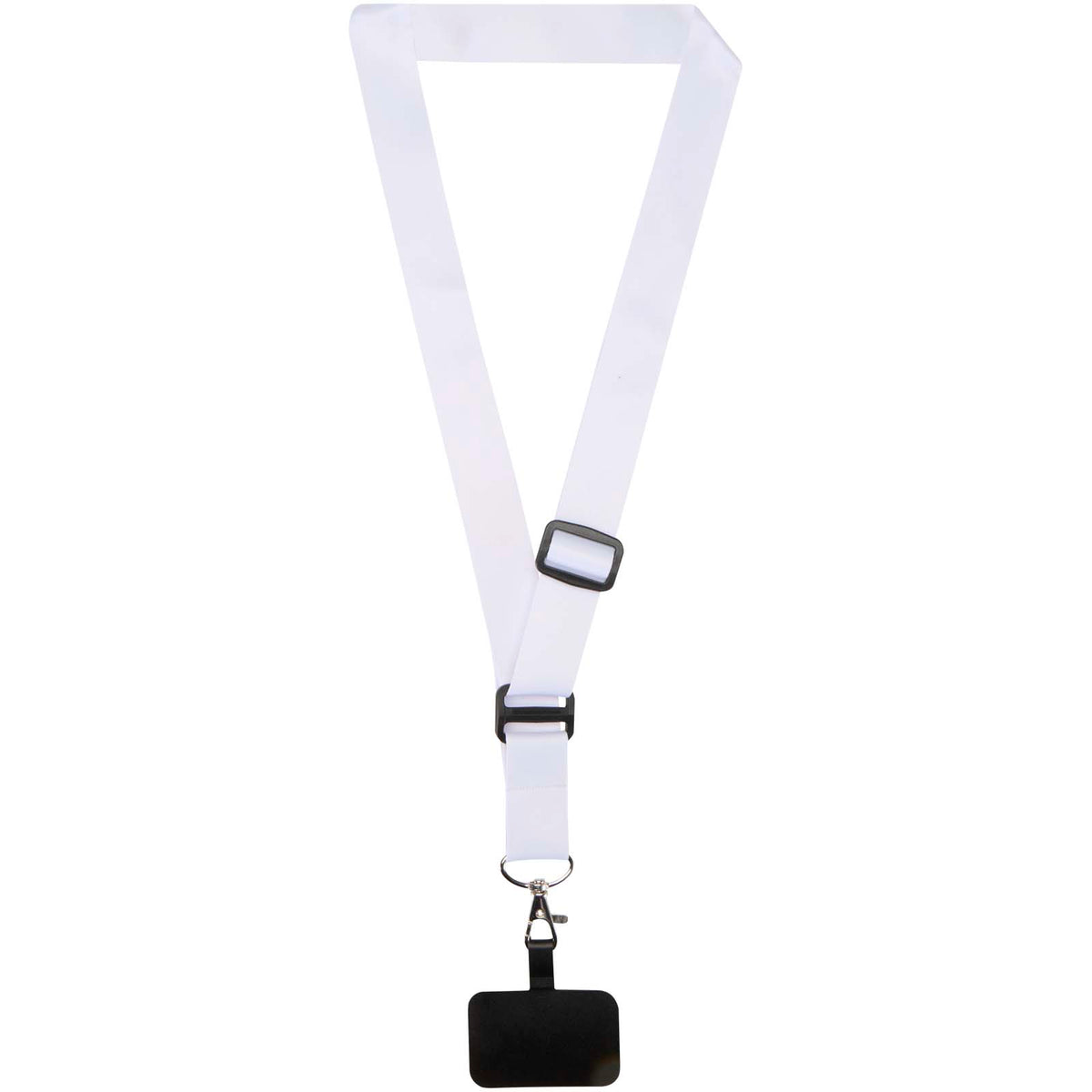Lyra Verstellbares Lanyard mit Telefonhalterung und Sublimationsdruck – Schwarz / Weiss