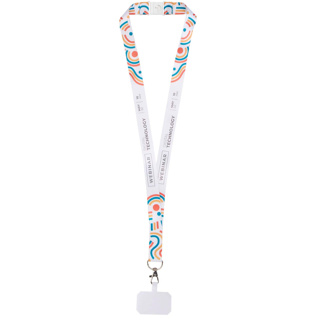 Addie Sublimation Lanyard mit Telefonhalterung und Sicherheitsverschluss – Weiss