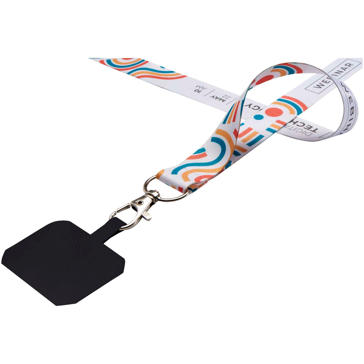 Addie Sublimation Lanyard mit Telefonhalterung und Sicherheitsverschluss – Schwarz / Weiss