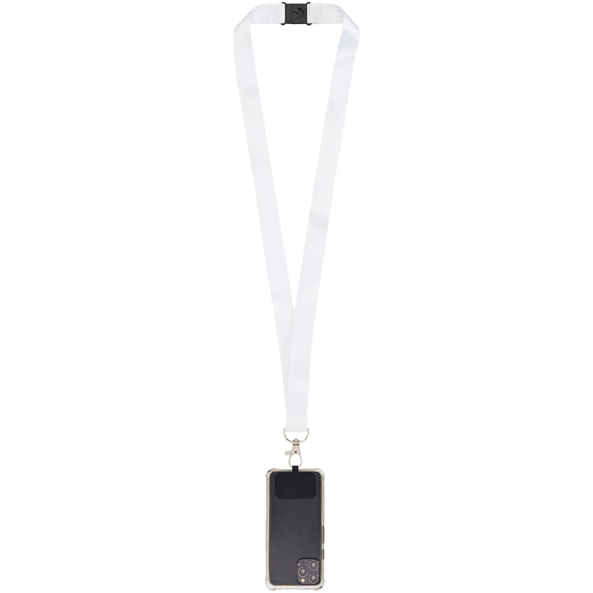 Addie Sublimation Lanyard mit Telefonhalterung und Sicherheitsverschluss – Schwarz / Weiss