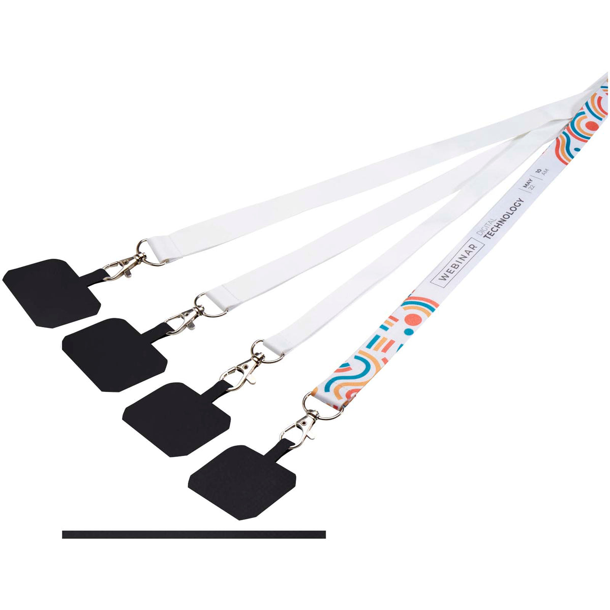 Addie Sublimation Lanyard mit Telefonhalterung und Sicherheitsverschluss – Schwarz / Weiss