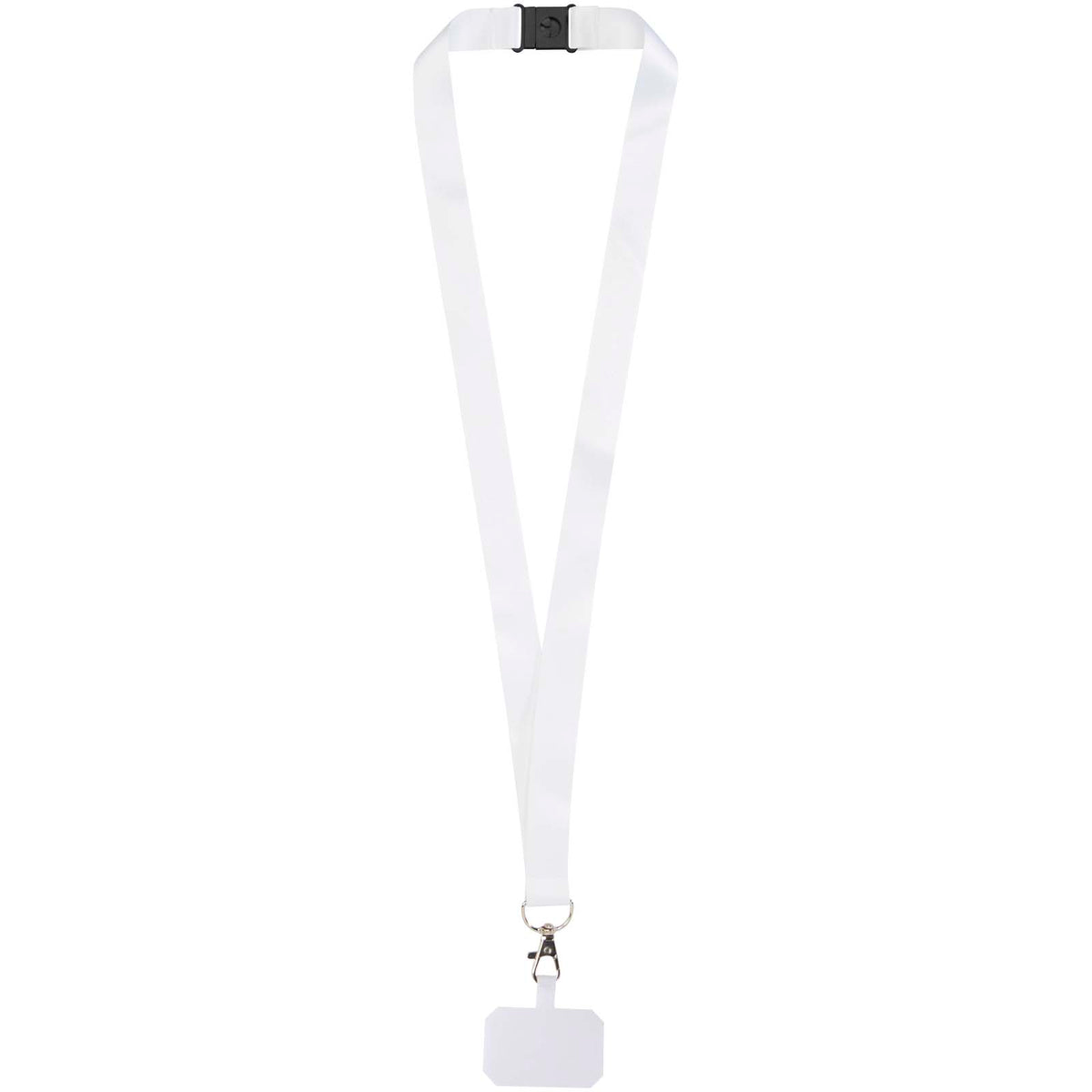 Addie PET Sublimation Lanyard mit Telefonhalterung und Sicherheitsverschluss – Schwarz / Weiss