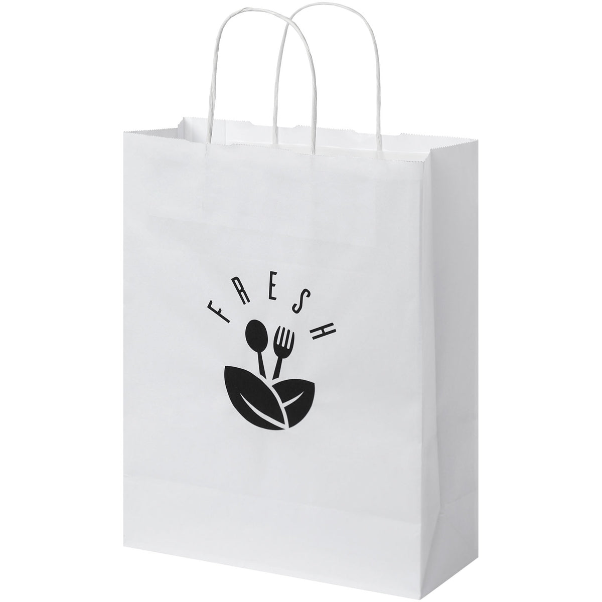 Kraftpapiertasche 80 g/m² mit gedrehten Griffen, 25 × 11 × 32 cm – Weiss