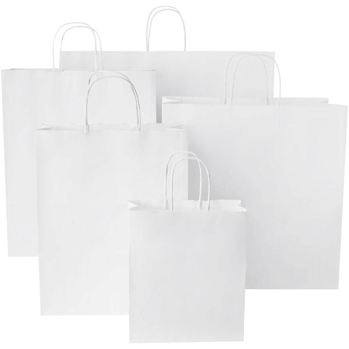 Kraftpapiertasche 80 g/m² mit gedrehten Griffen, 25 × 11 × 32 cm – Weiss