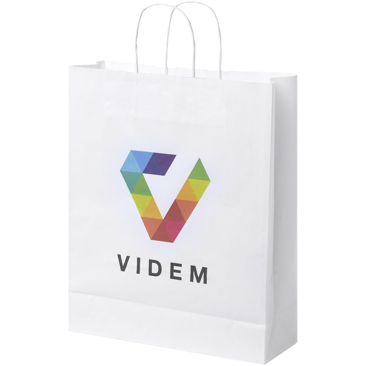 Kraftpapiertasche 80 90 g/m² mit gedrehten Griffen, 32 × 12 × 40 cm – Weiss