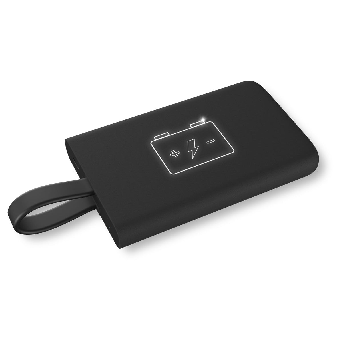 SCX.design P05 1000 mAh Powerbank mit Leuchtlogo – Schwarz / Weiss