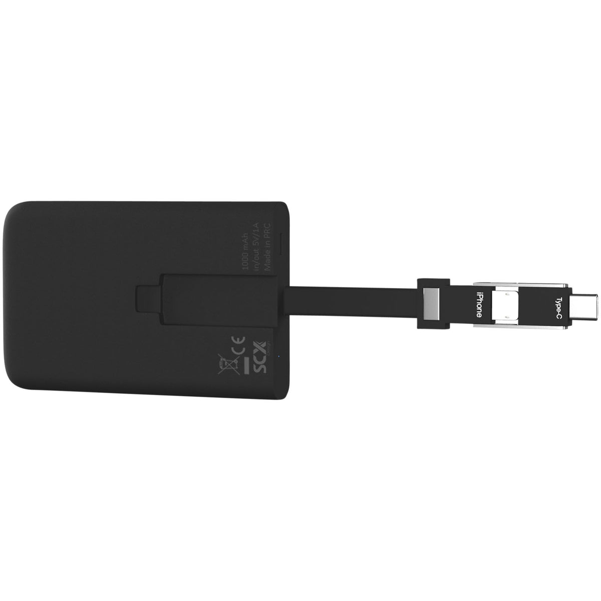 SCX.design P05 1000 mAh Powerbank mit Leuchtlogo – Schwarz / Weiss
