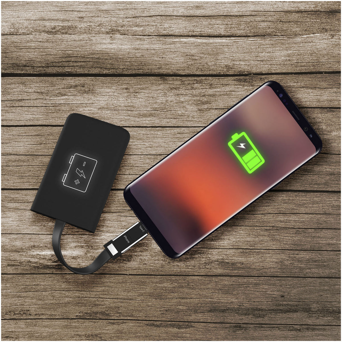 SCX.design P05 1000 mAh Powerbank mit Leuchtlogo – Schwarz / Weiss