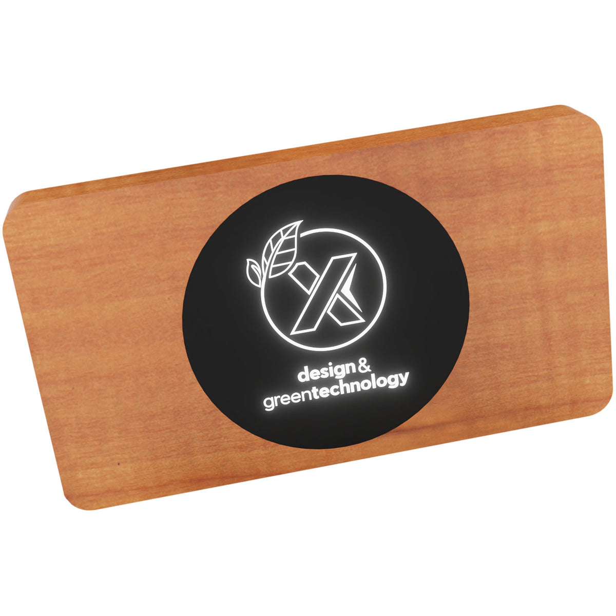 SCX.design P37 5000 mAh kabellose Powerbank aus Holz mit Leuchtlogo – Holz