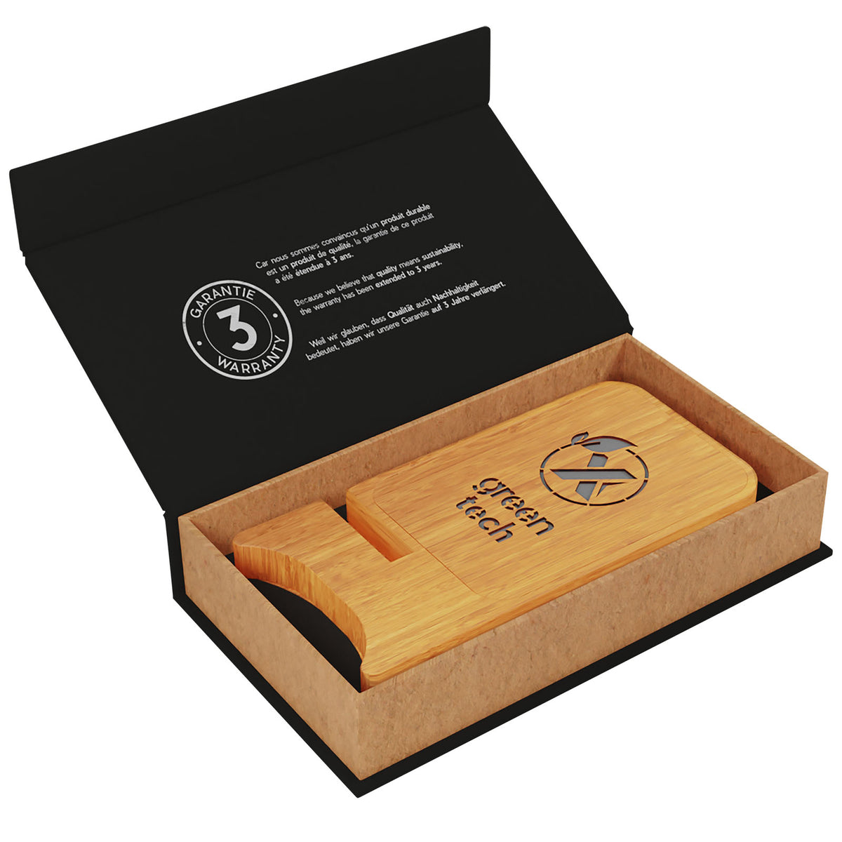 SCX.design W26 kabellose 10W Holz Ladestation mit Leuchtlogo – Holz