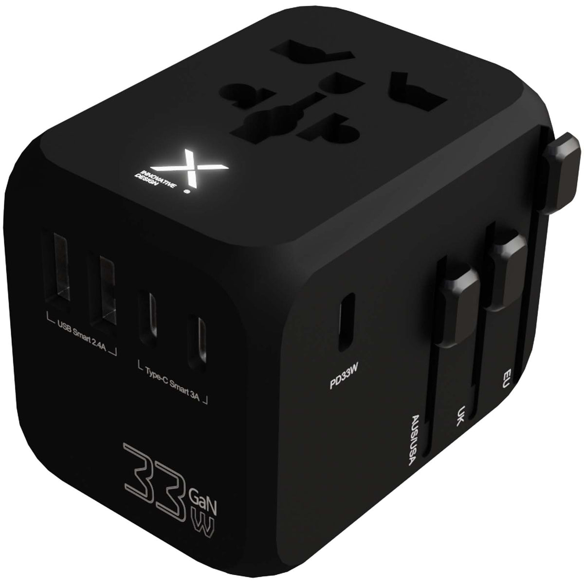 SCX.design T16 Universeller Reiseadapter – Schwarz