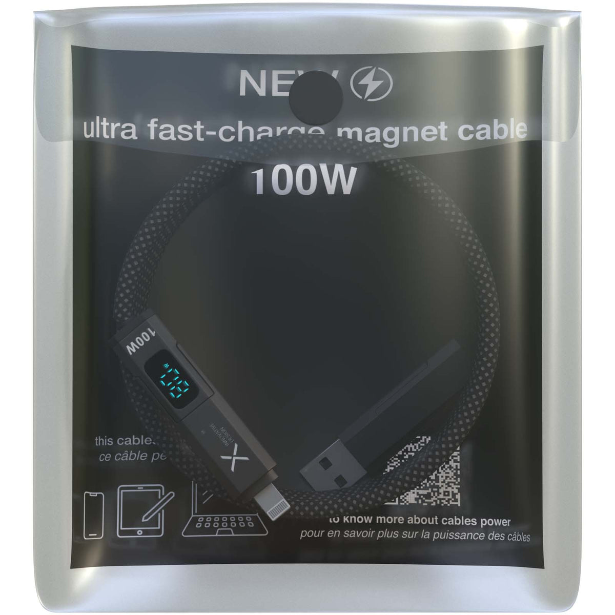 SCX.design C57 100W magnetisches Kabel mit Display – Dunkelgrau