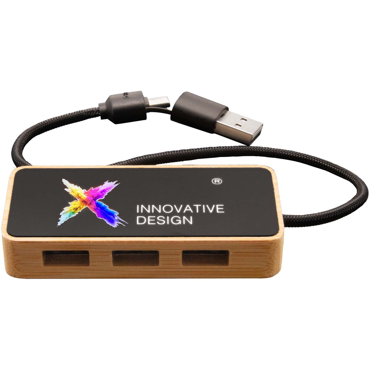 SCX.design H21 8 in 1 USB Hub mit doppeltem Eingang und 6 Anschlüssen – Holz