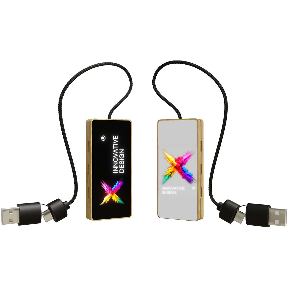 SCX.design H21 8 in 1 USB Hub mit doppeltem Eingang und 6 Anschlüssen – Holz