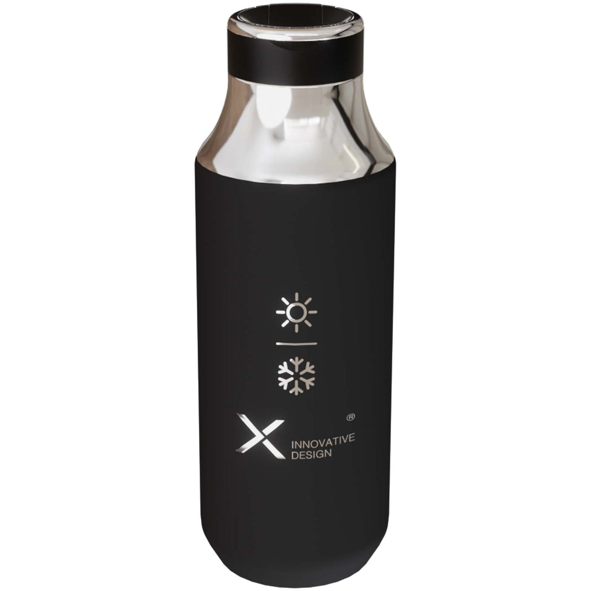 SCX.design D12 500 ml Isolierflasche aus Edelstahl mit Trinkhalm – Schwarz