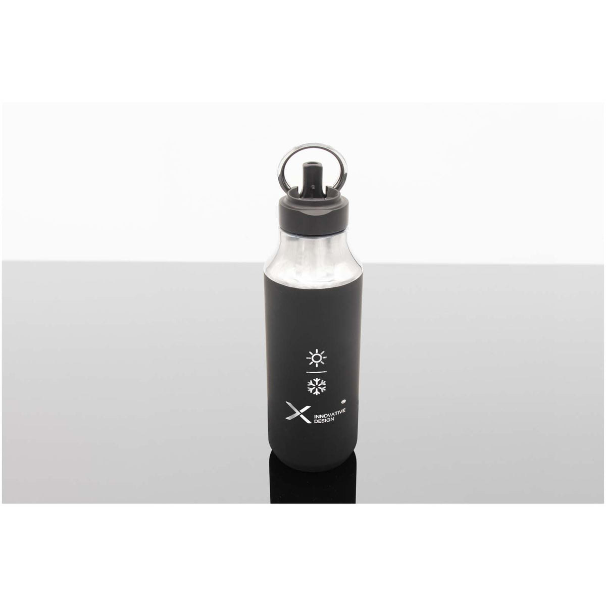 SCX.design D12 500 ml Isolierflasche aus Edelstahl mit Trinkhalm – Schwarz