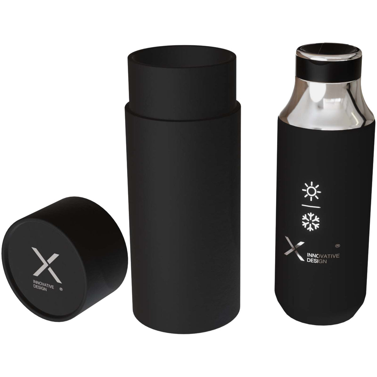SCX.design D12 500 ml Isolierflasche aus Edelstahl mit Trinkhalm – Schwarz