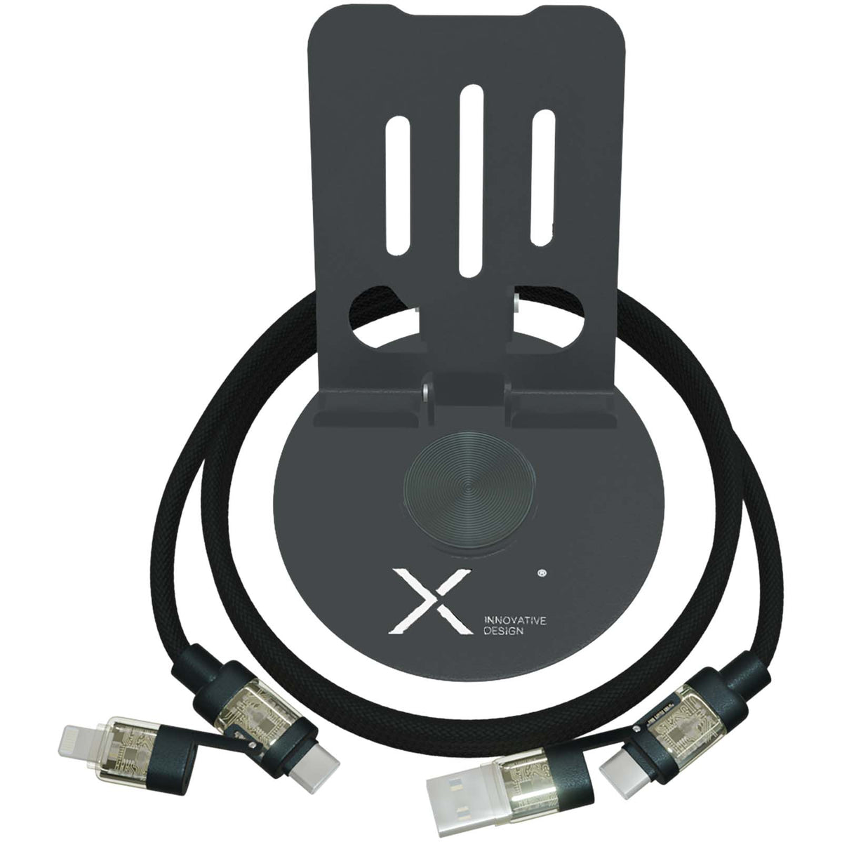 SCX.design O34 360° Smartphonehalterung mit 240W 4 in 1 Ladekabel – Gun metal