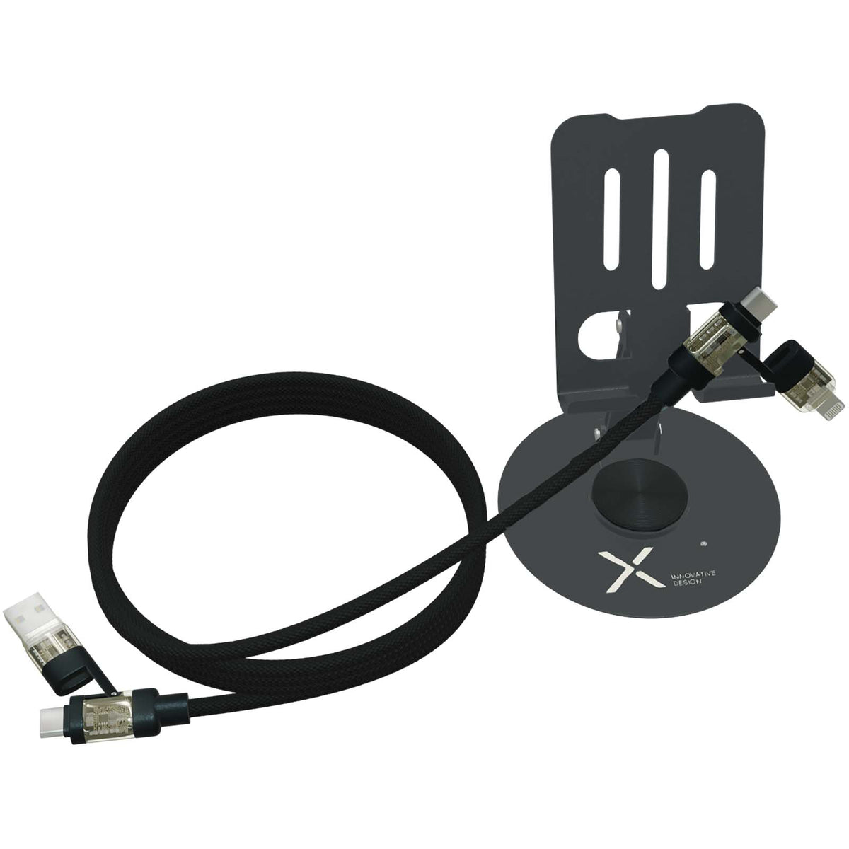 SCX.design O34 360° Smartphonehalterung mit 240W 4 in 1 Ladekabel – Gun metal