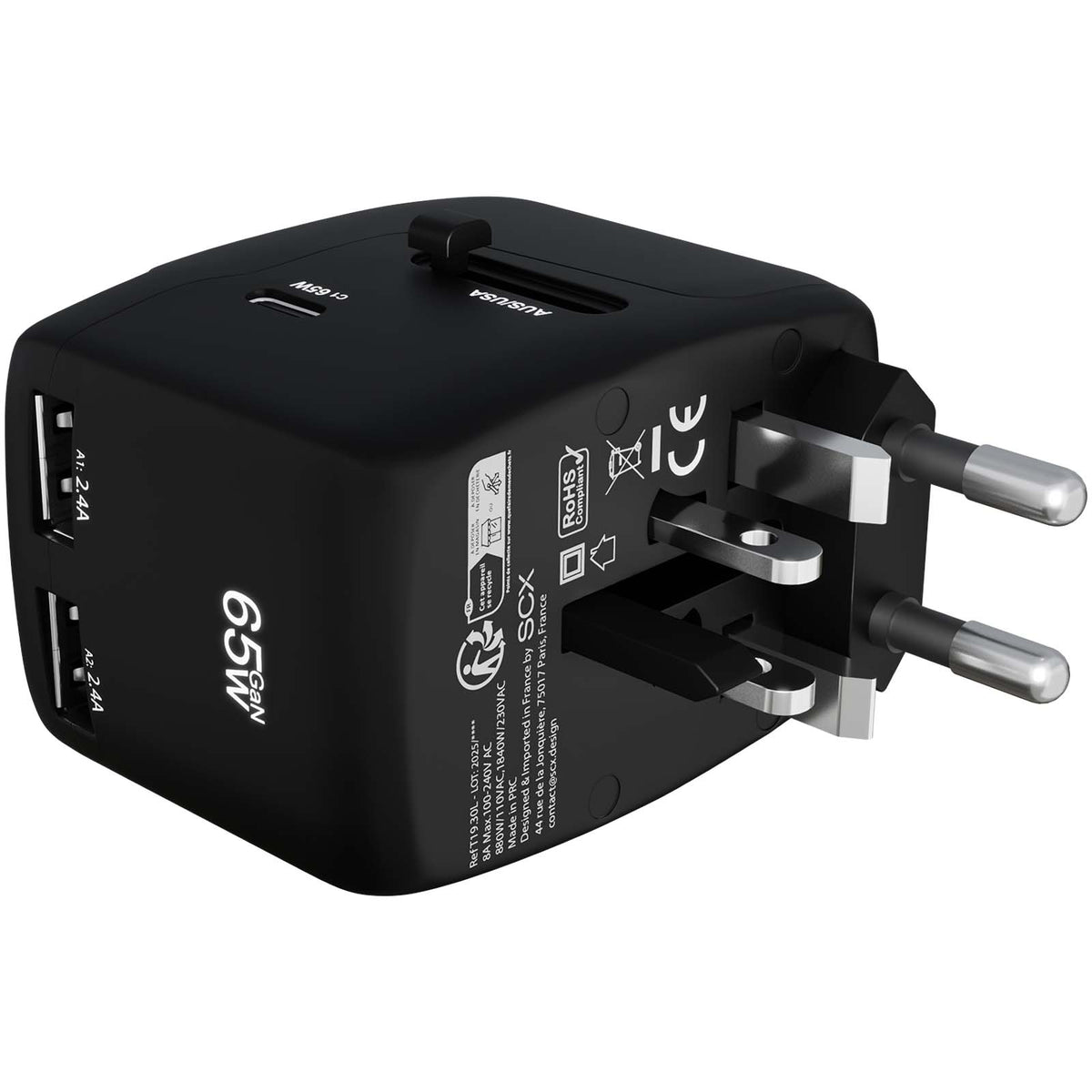 SCX.design T19 Universeller Reiseadapter 65W – Schwarz