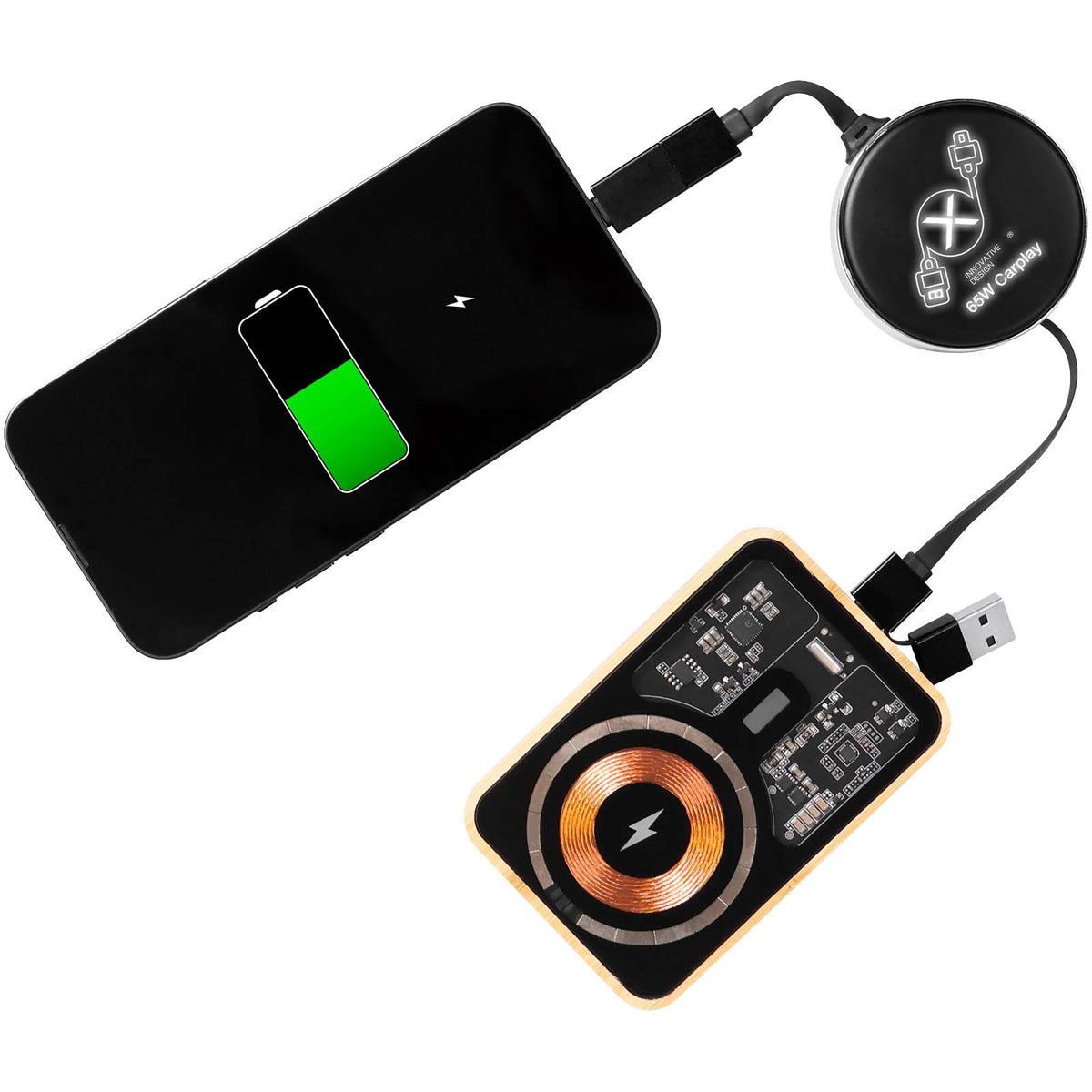 SCX.design C42 Einziehbares 65W, 4 in 1 Ladekabel – Schwarz