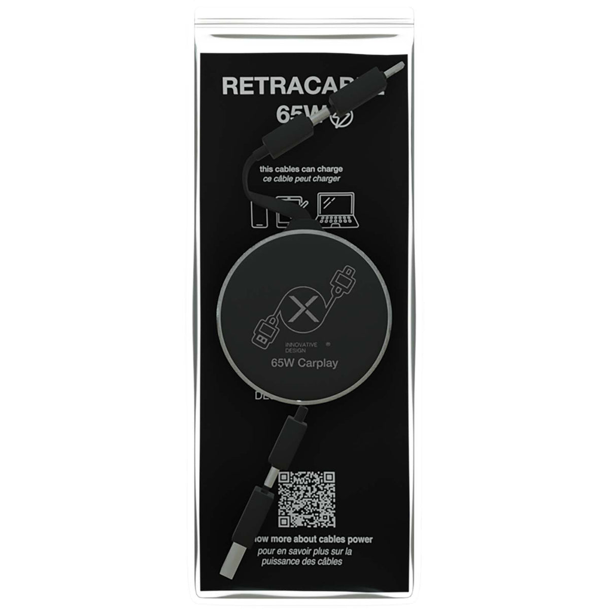 SCX.design C42 Einziehbares 65W, 4 in 1 Ladekabel – Schwarz