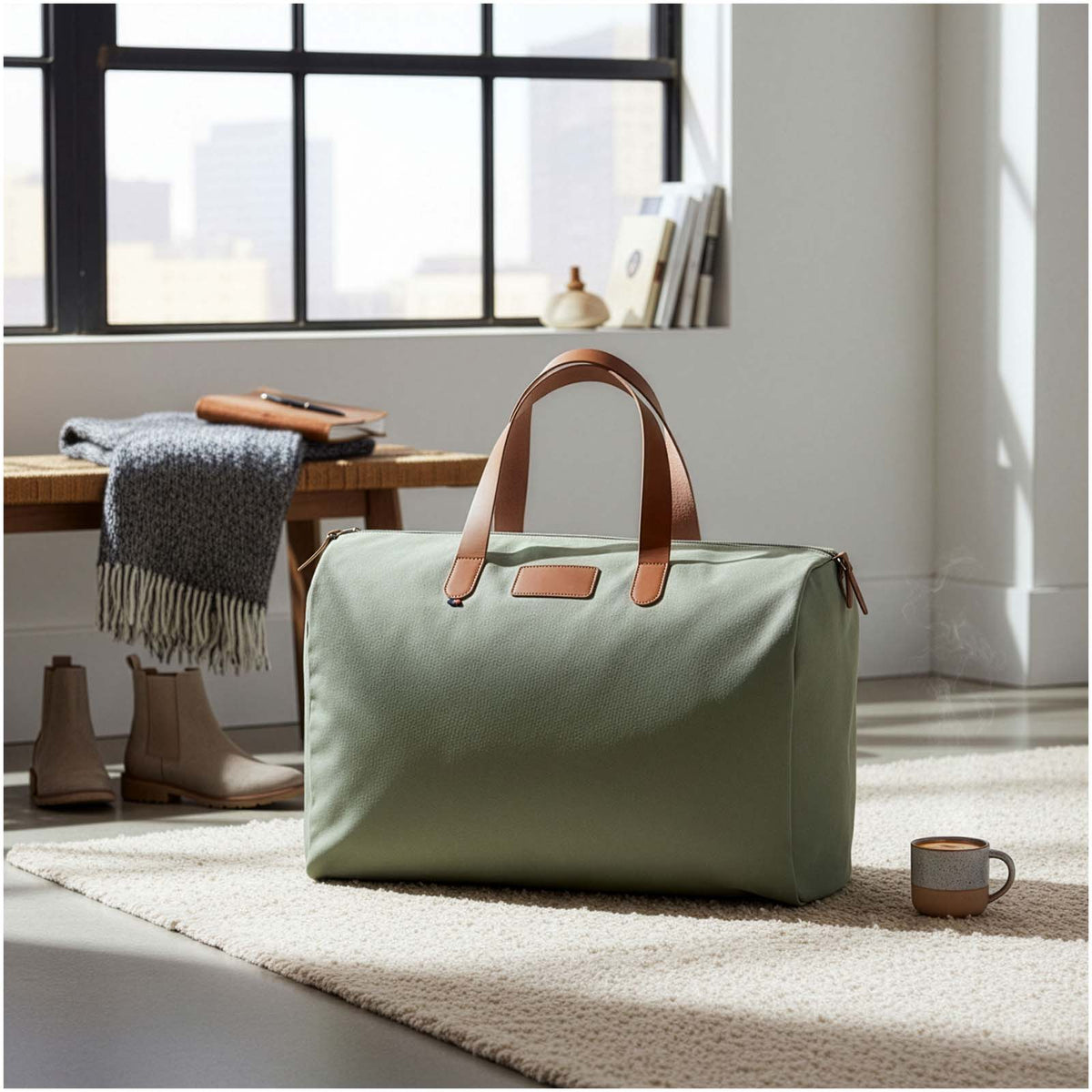 Rondeau Reisetasche aus Baumwolle – Grün