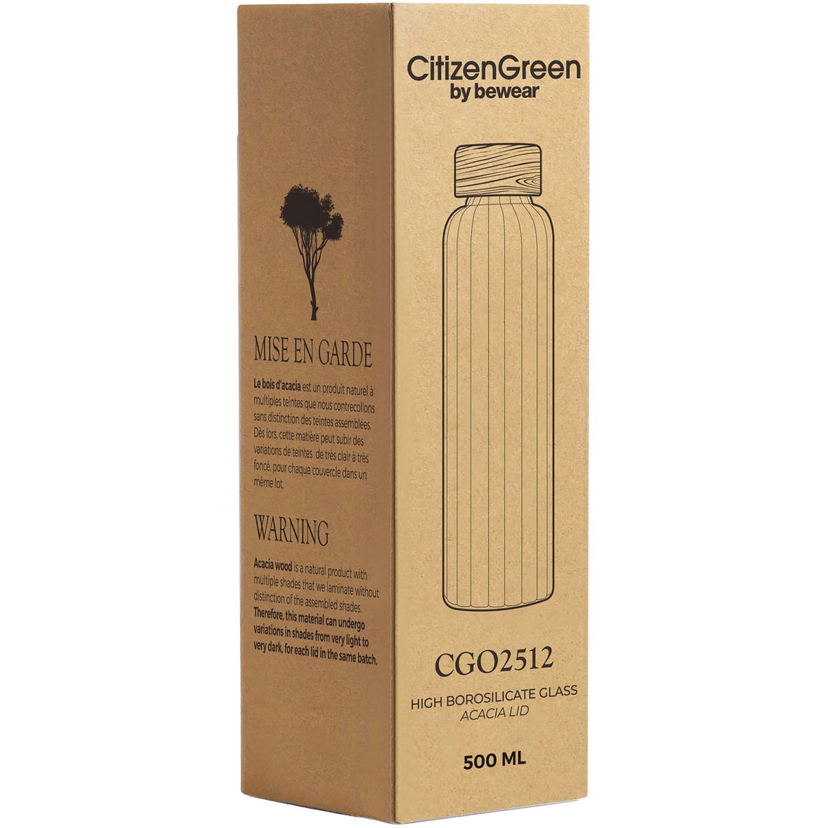 Purflow 500 ml Flasche aus Borosilikatglas – Transparent