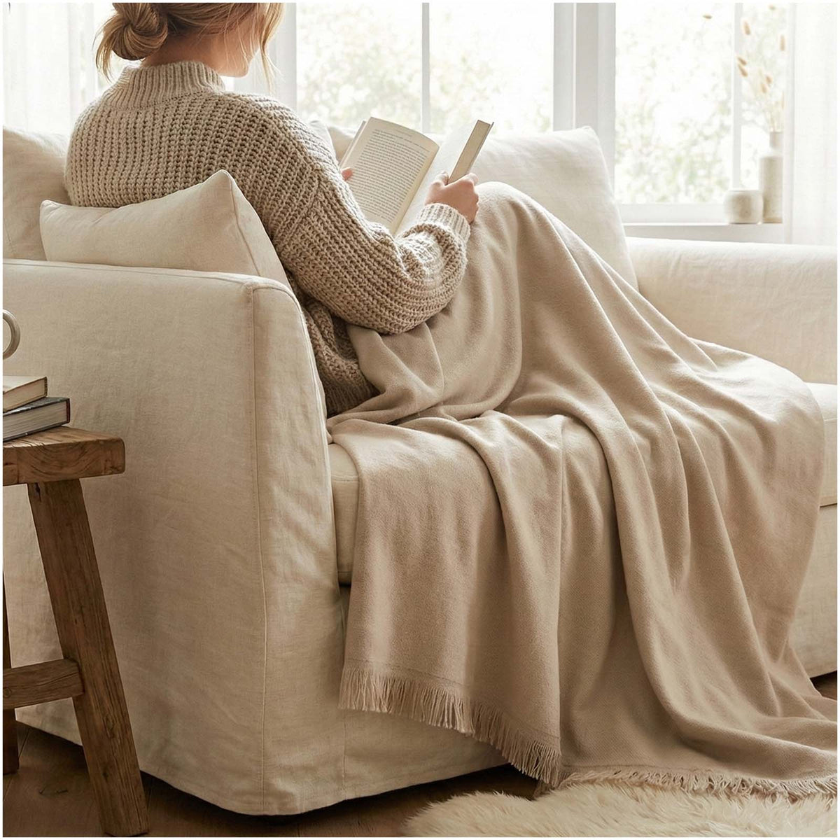 Axel Decke aus Baumwolle – Beige