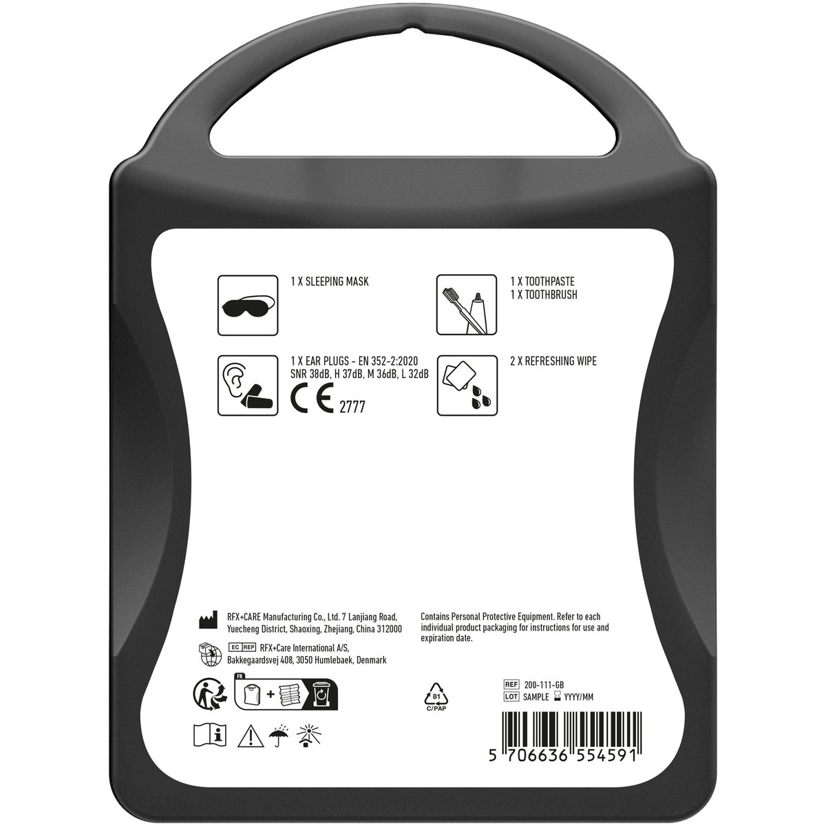 MyKit Flugzeug Reiseset – Transparent schwarz