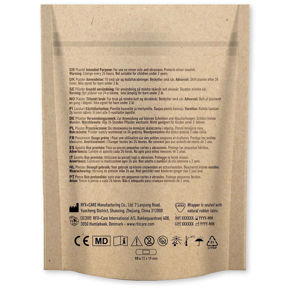 10 Pflaster in vollfarbig bedruckter Papiertasche – Kraftpapier