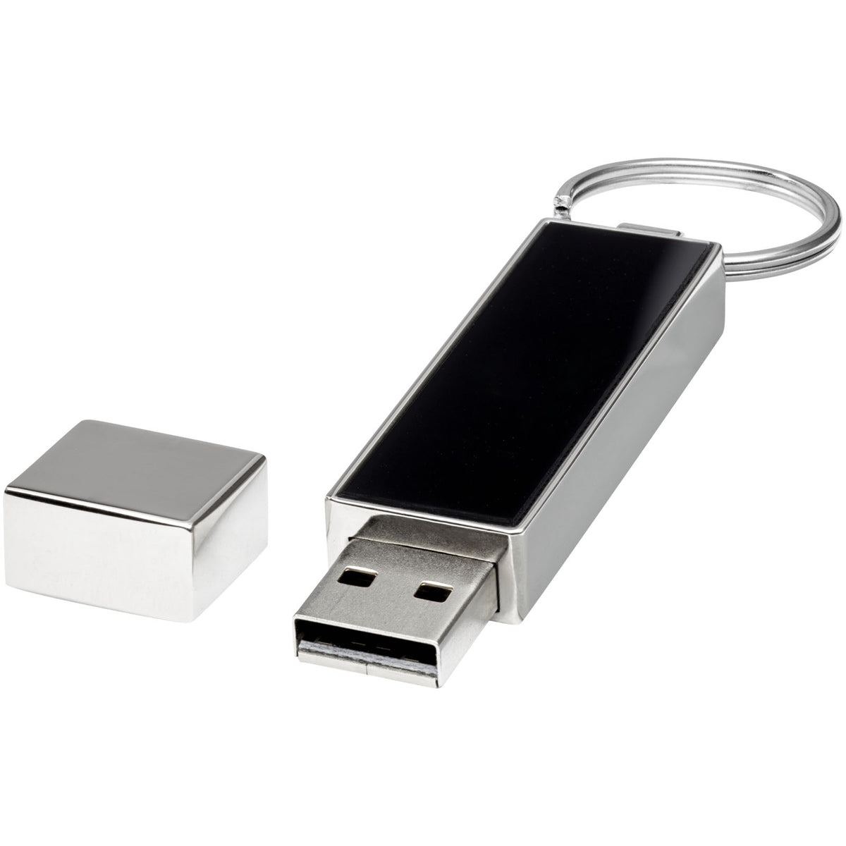 Rechteckiger Light Up USB Stick – Schwarz / Blau / Silber