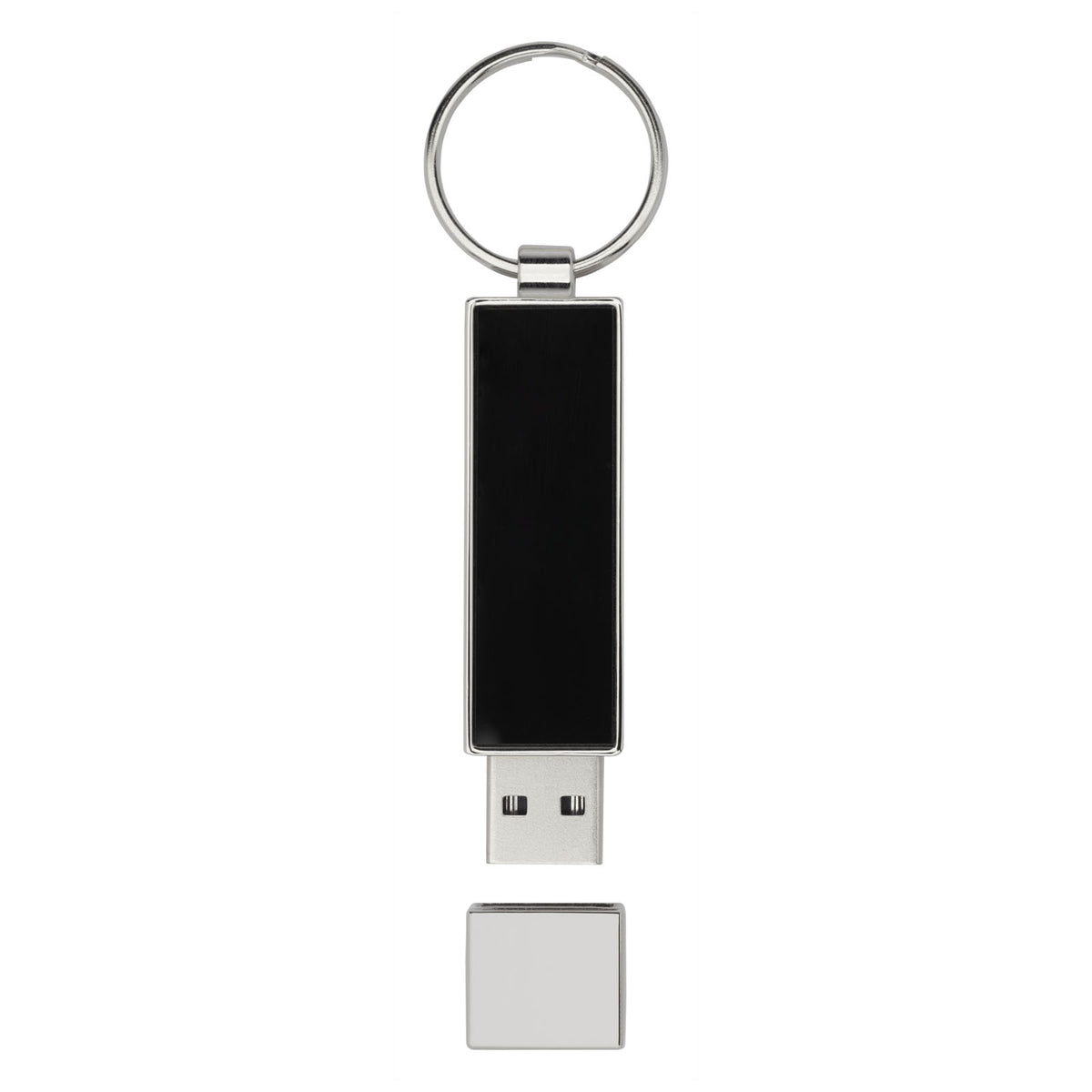 Rechteckiger Light Up USB Stick – Schwarz / Blau / Silber