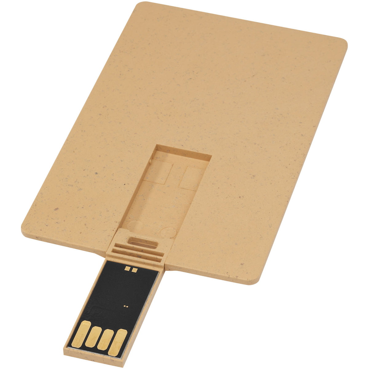 Rechteckiger, ausklappbarer USB Stick in Kreditkarten Format – Kraftpapier