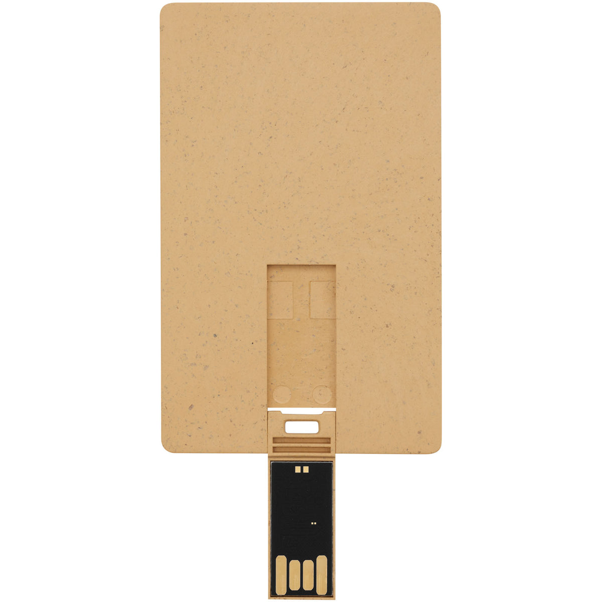 Rechteckiger, ausklappbarer USB Stick in Kreditkarten Format – Kraftpapier