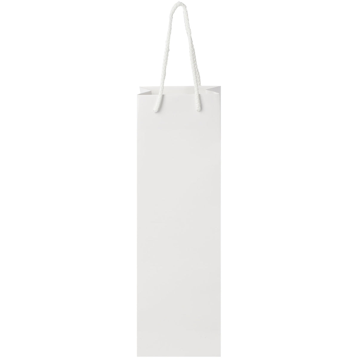 Handgefertigte 170 g/m² Weinflaschentüte aus Integra Papier mit Kunststoff Kordelgriffen, 12 × 9 × 37 cm – Weiss