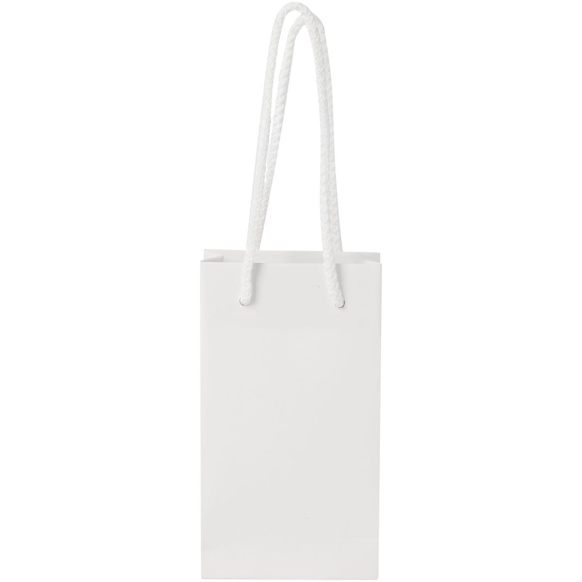 Handgefertigte 170 g/m² Integra Papiertüte mit Kunststoff Kordelgriffen, 9,5 × 4 × 17 cm – Weiss