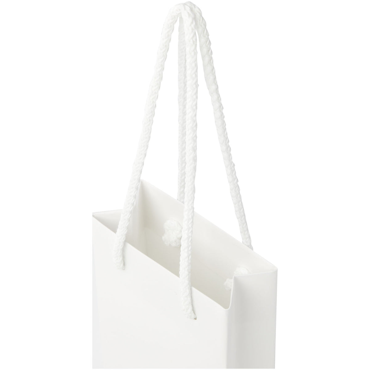 Handgefertigte 170 g/m² Integra Papiertüte mit Kunststoff Kordelgriffen, 9,5 × 4 × 17 cm – Weiss